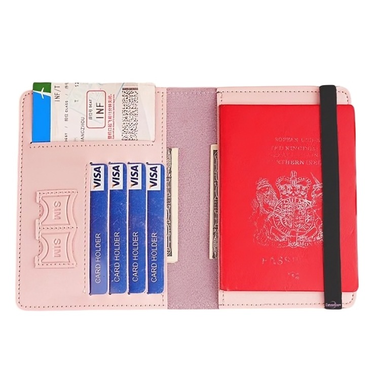PORTA PASAPORTE DOCUMENTOS FUNDA PROTECTORA VIAJE CON RFID - 1