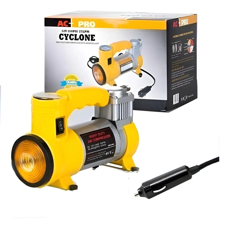 COMPRESOR AIRE VEHICULOS CICLAS INFLADOR 2 CILINDROS AMARILLO 12V - 4