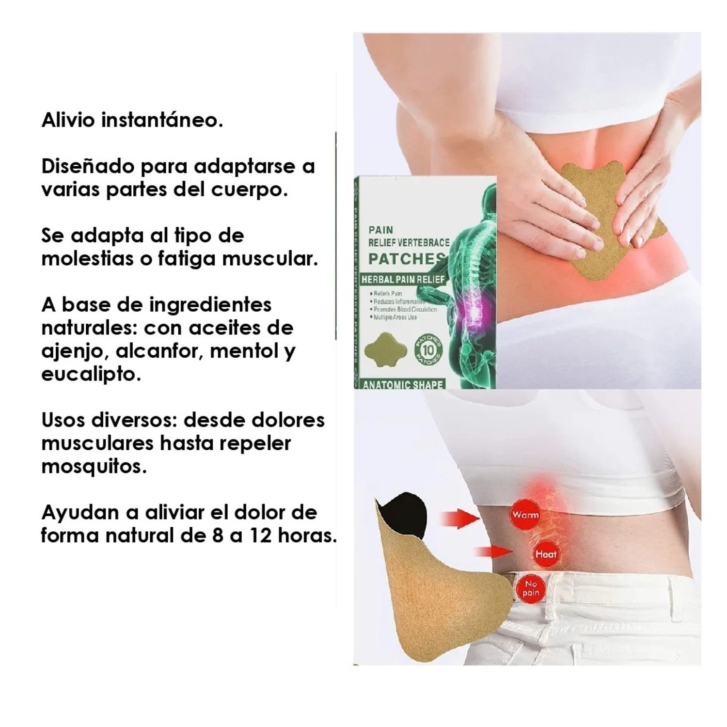 PACK X3 PARCHE PARA ALIVIAR EL DOLOR DE ESPALDA Y AREA LUMBAR (10PZ) - 3