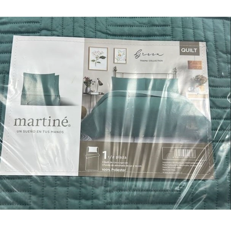 CUBRECAMA QUILT REVERSIBLE 1,5 PLAZAS COLOR VERDE TRAMA COLLECTION - 3
