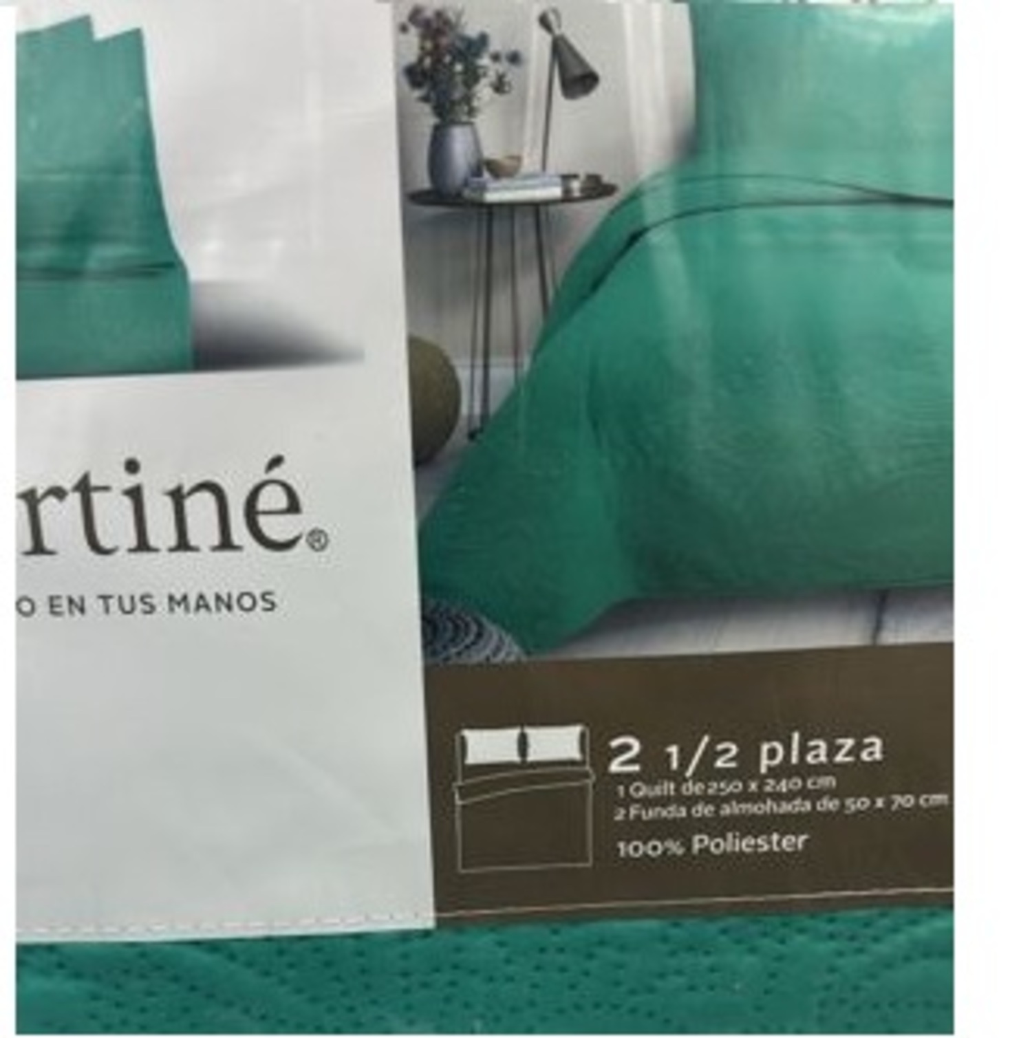 CUBRECAMA QUILT REVERSIBLE 2,5 PLAZAS VERDE - WONDER COLLECTION MARTINE - 3