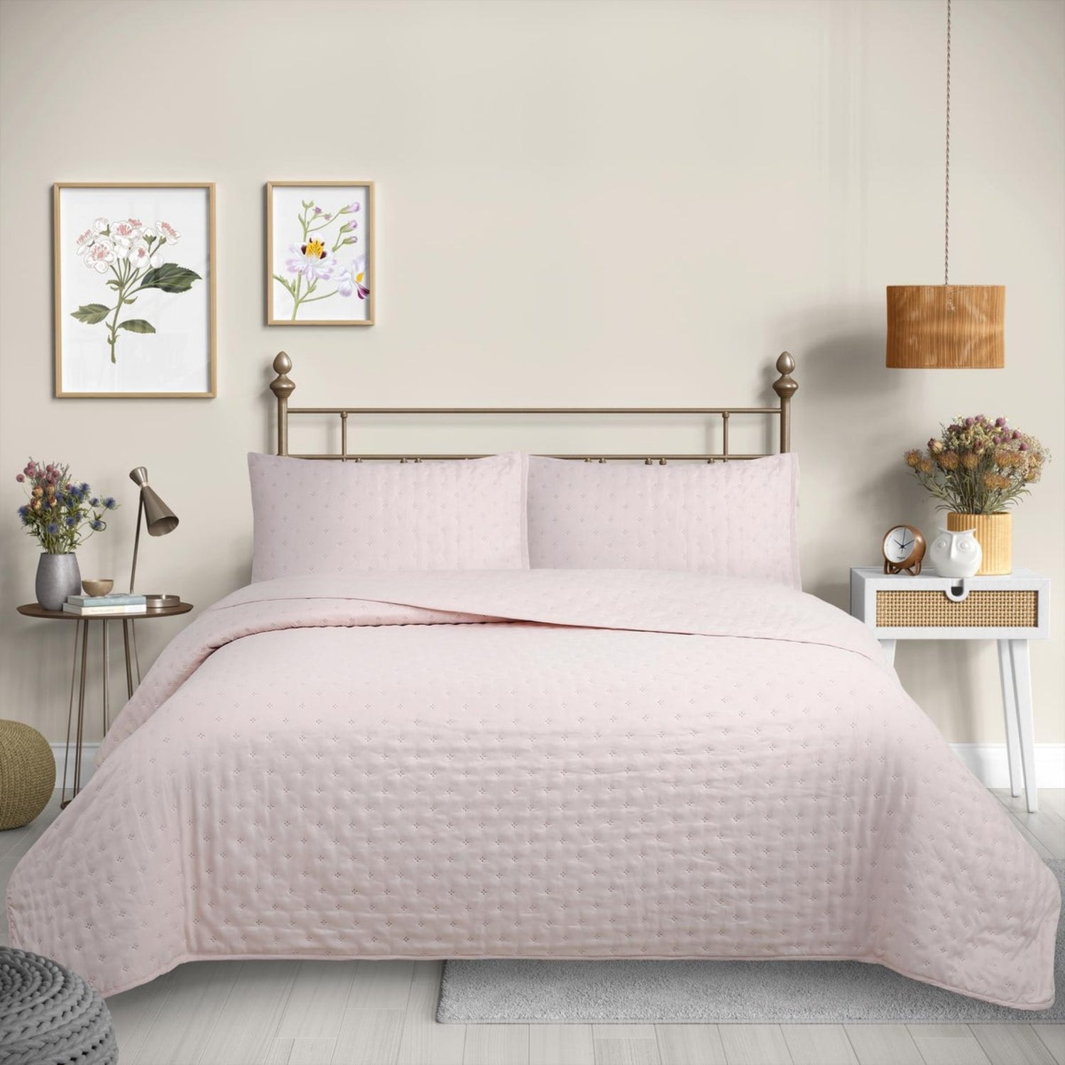 CUBRECAMA QUILT REVERSIBLE KING 250 X 240 CM COLOR ROSA DELUX COLLECTION MARTINE - 1