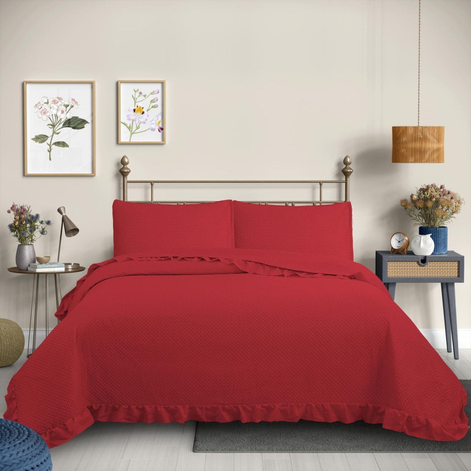 CUBRECAMA QUILT REVERSIBLE 1,5 PLAZAS ROJO - MAGIC COLLECTION MARTINE - 1