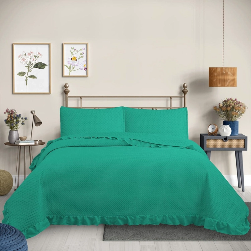 CUBRECAMA QUILT REVERSIBLE 1,5 PLAZAS VERDE - MAGIC COLLECTION MARTINE - 2