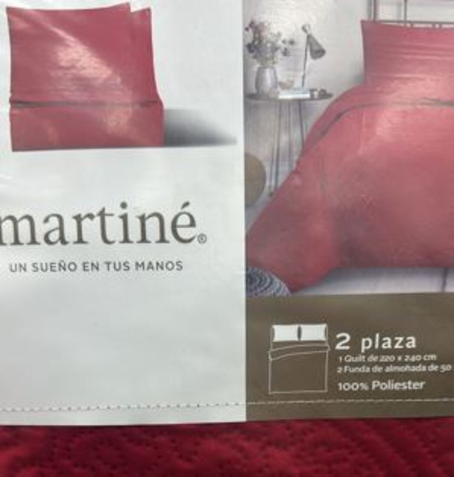 CUBRECAMA QUILT REVERSIBLE 2 PLAZAS KING ROJO - WONDER COLLECTION MARTINE - 3