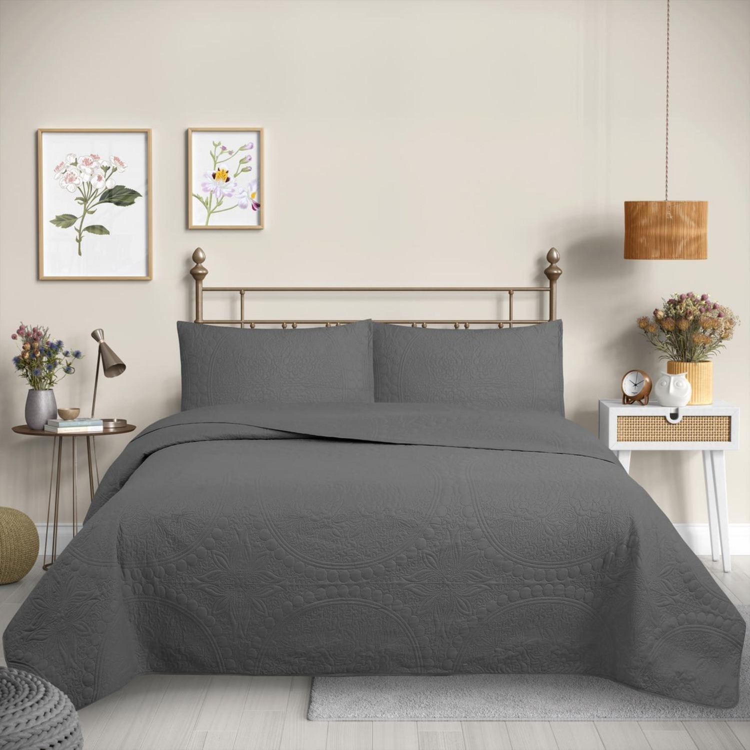 CUBRECAMA QUILT REVERSIBLE 1,5 PLAZAS GRIS - WONDER COLLECTION MARTINE - 2