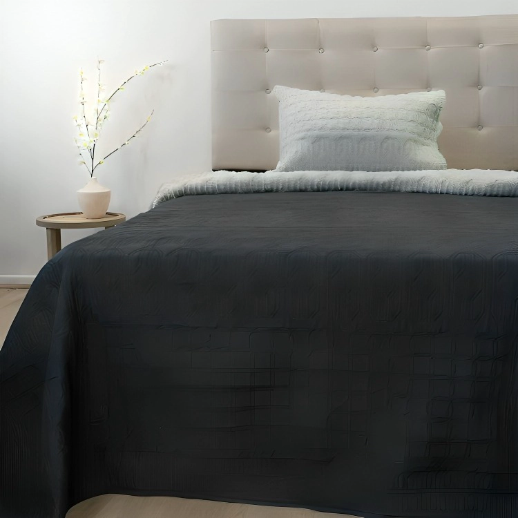 QUILT HOTPRESS VIENA CON SHERPA 2,5 PLAZAS / NEGRO – DORAL - 2