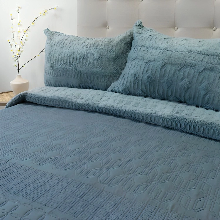 QUILT HOTPRESS VIENA CON SHERPA 2,5 PLAZAS / AZUL – DORAL - 2