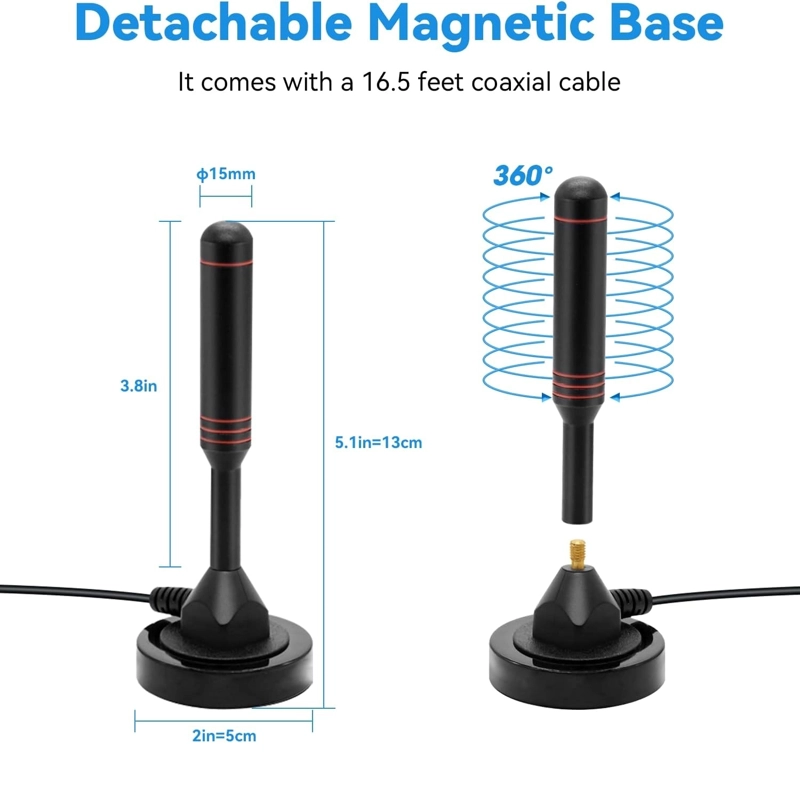 PACK X 3 ANTENA DE TV DIGITAL CON BASE MAGNETICA - 1