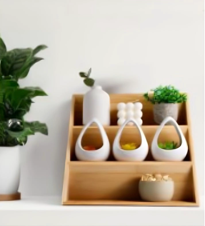 ORGANIZADOR DE ESPECIAS DE MADERA 3 PISOS INCLINADO REPISA COCINA - 2