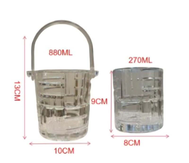 SET HIELERA CON VASOS DE VIDRIO CUBO DE HIELO CON ASA Y VASOS - 3