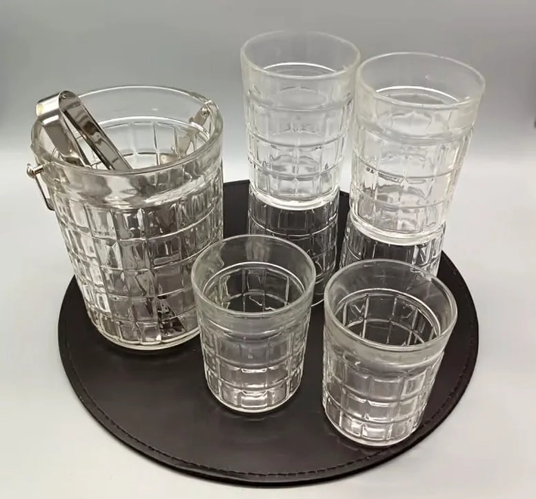 SET HIELERA CON VASOS DE VIDRIO CUBO DE HIELO CON ASA Y VASOS - 4