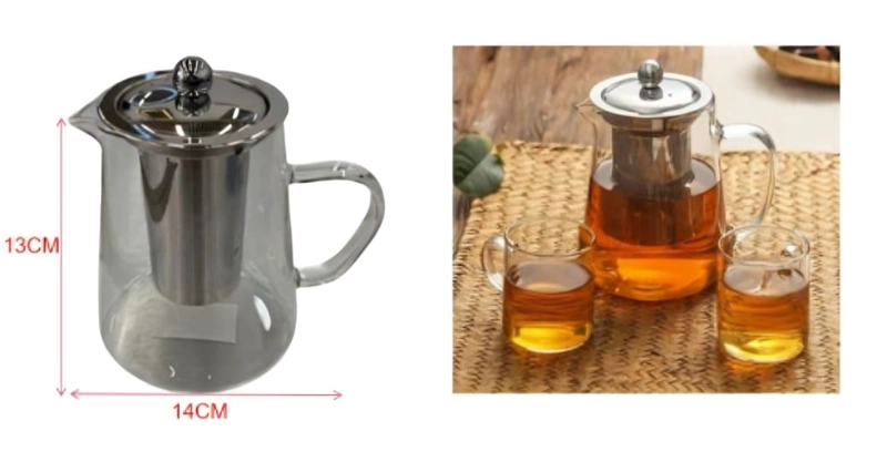 TETERA DE VIDRIO CON FILTRO 550 ML JARRA PARA TE  CON INFUSOR - 2
