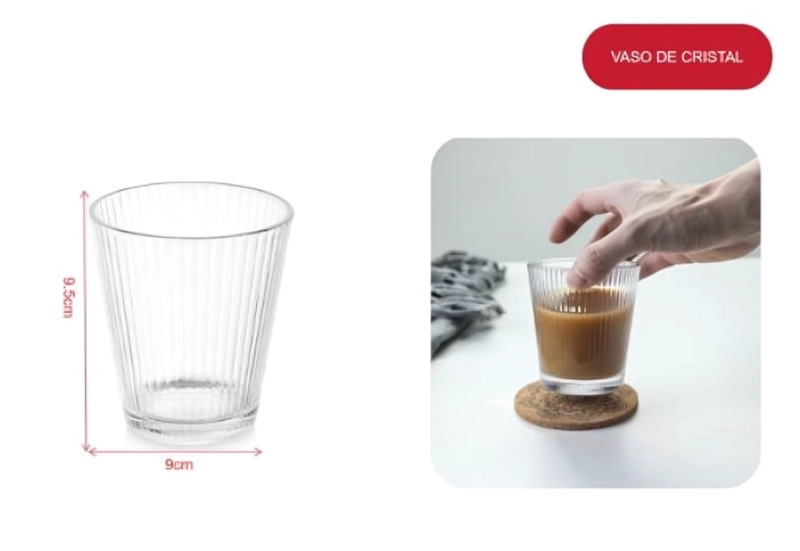 SET 6 VASOS DE VIDRIO TRANSPARENTE VASO CLASICO PARA AGUA CAFE  O JUGOS - 2