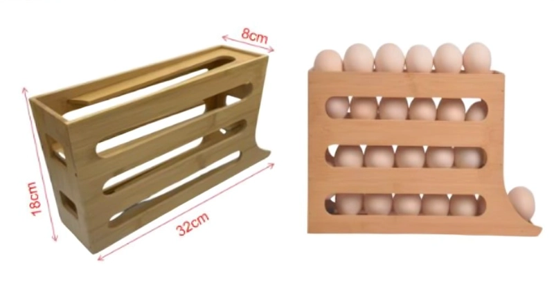 ORGANIZADOR DE HUEVOS DE MADERA PARA REFRIGERADOR PORTA HUEVOS - 1