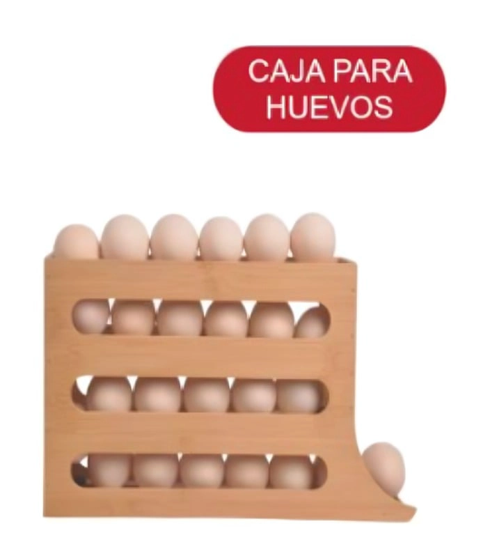 ORGANIZADOR DE HUEVOS DE MADERA PARA REFRIGERADOR PORTA HUEVOS - 3