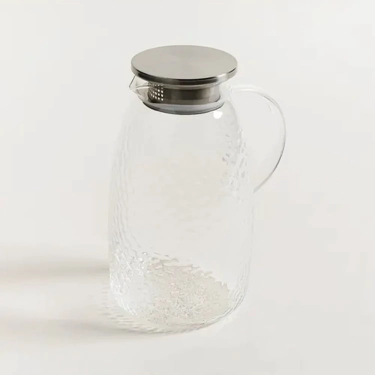 JARRA DE VIDRIO 22 CM CON TAPA JARRA PARA AGUA O JUGOS - 4