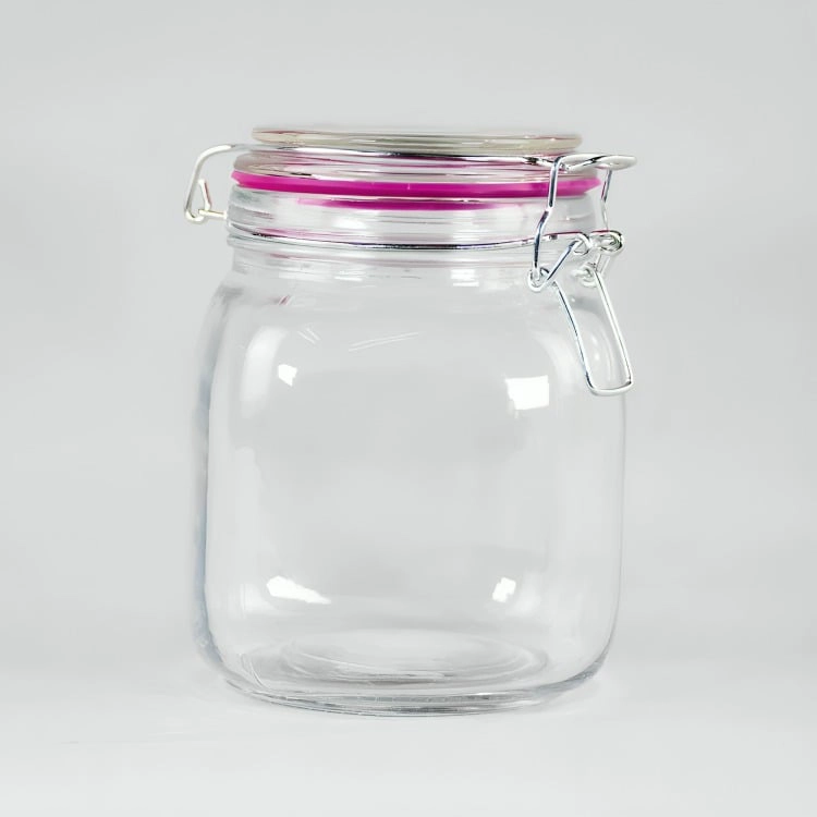 FRASCO CONTENEDOR HERMETICO DE VIDRIO GRANDE 1000ML KEEP ROSA - 1