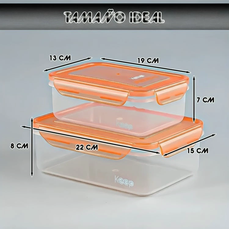 SET 2  CONTENEDOR DE ALIMENTOS HERME TICOS APILABLES KEEP - 4