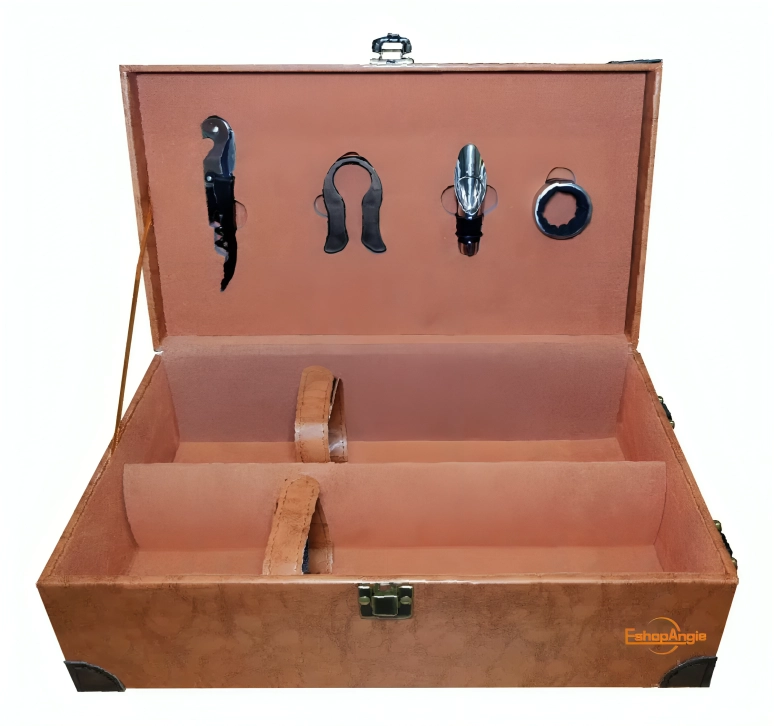 CAJA PARA VINOS MALETA DE CUERO CON ACCESORIOS - 2