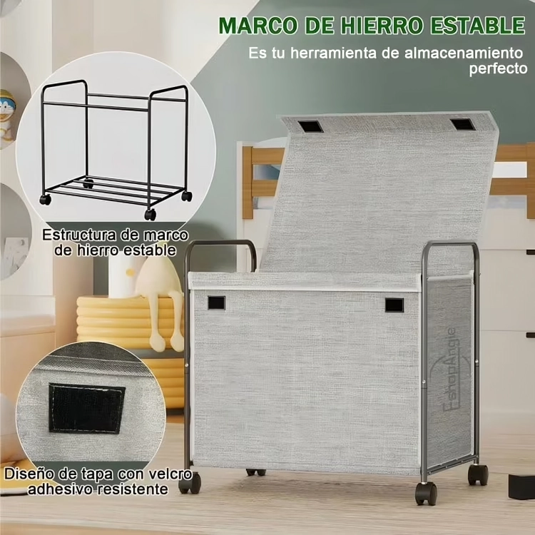CESTO ORGANIZADOR MULTIUSO ROPA JUGUETES CON RUEDAS - 2