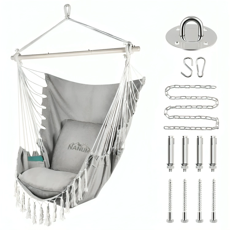 SILLA HAMACA COLGANTE COLUMPIO CON COJIN +KIT DE INSTALACION - 1