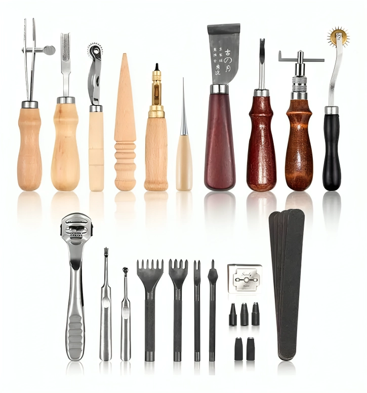 KIT 19 PIEZAS HERRAMIENTAS CUERO PIELES ARTESANIA - 1