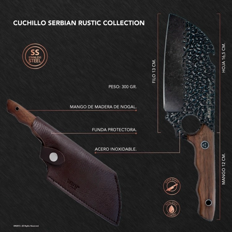 CUCHILLO SERBIAN KNIFE  RUSTIC COLLECTION WAYU - 4