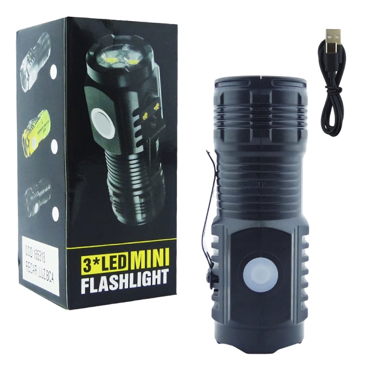 LINTERNA 3 LED MINI TACTICA LUZ BLANCA RECARGABLE - 3