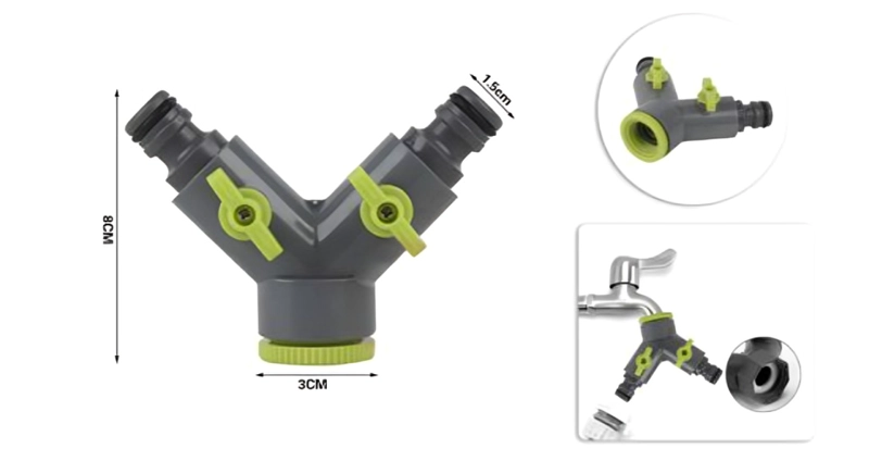 PACK  2 CONECTOR DE MANGUERA DOBLE SALIDA PARA RIEGO HY3575 - 1