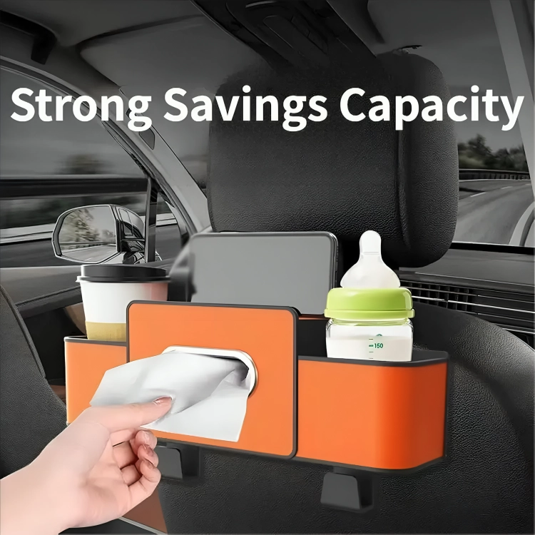 ORGANIZADOR PORTAVASOS PARA ASIENTO TRASERO CON PORTA PAÑO - 1
