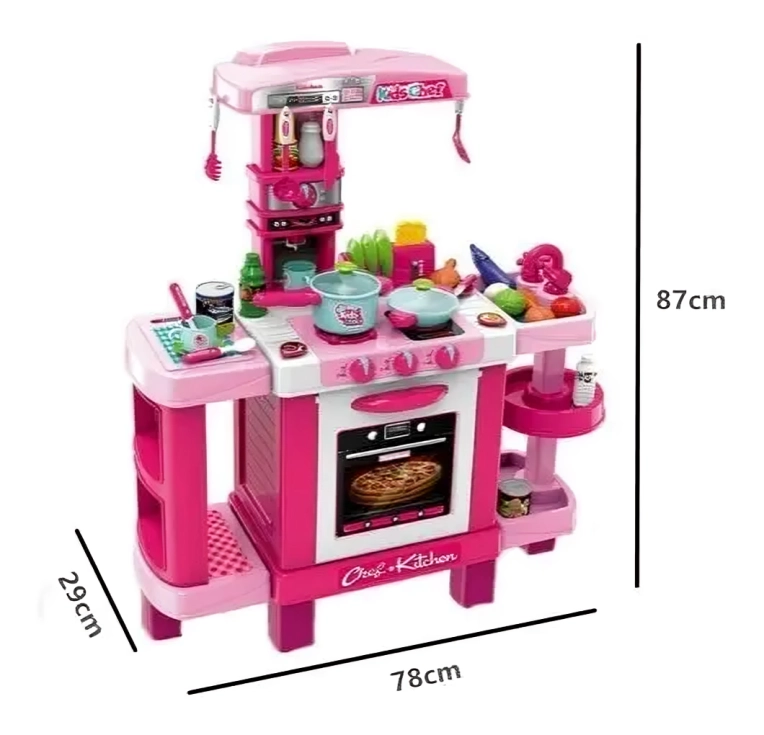 COCINA INFANTIL GRANDE CON ACCESORIOS ROSADA - 2