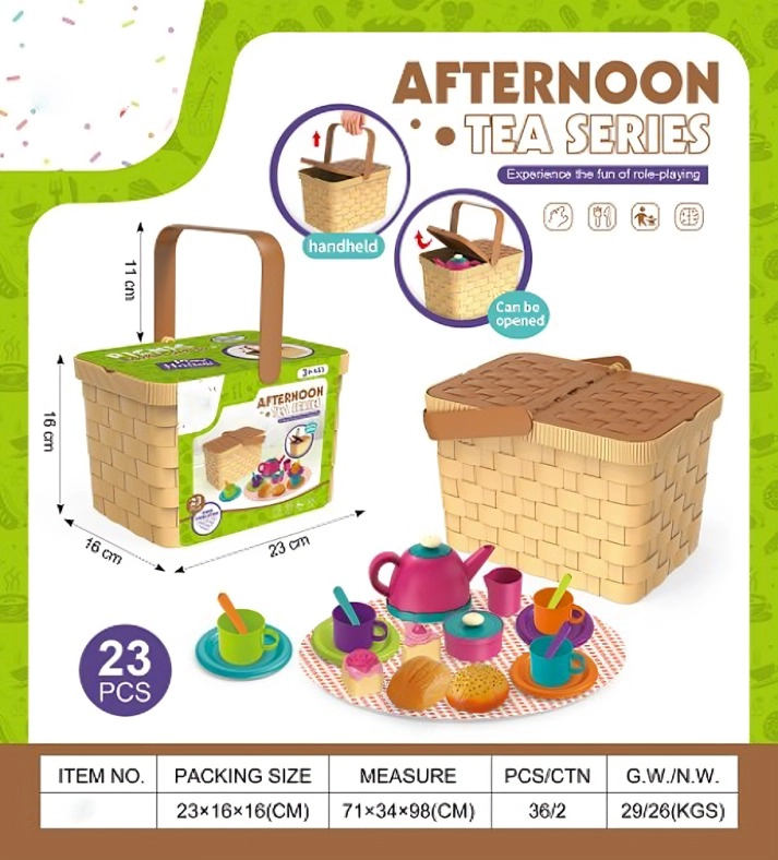JUEGO DE TE  INFANTIL TIPO PICNIC CON CANASTA Y ACCESORIOS - 2