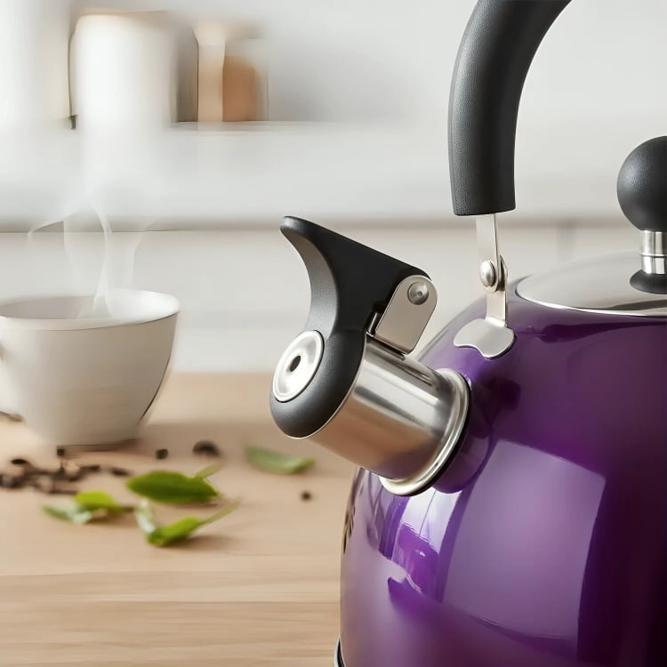 TETERA SILBADORA ACERO INOXIDABLE 2,5 LITROS CON TAPA PURPURA - 4