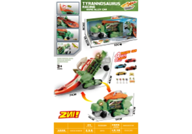 DINOSAURIO TRANSPORTADOR 2 EN 1 CON LANZADOR DE AUTOS - 2
