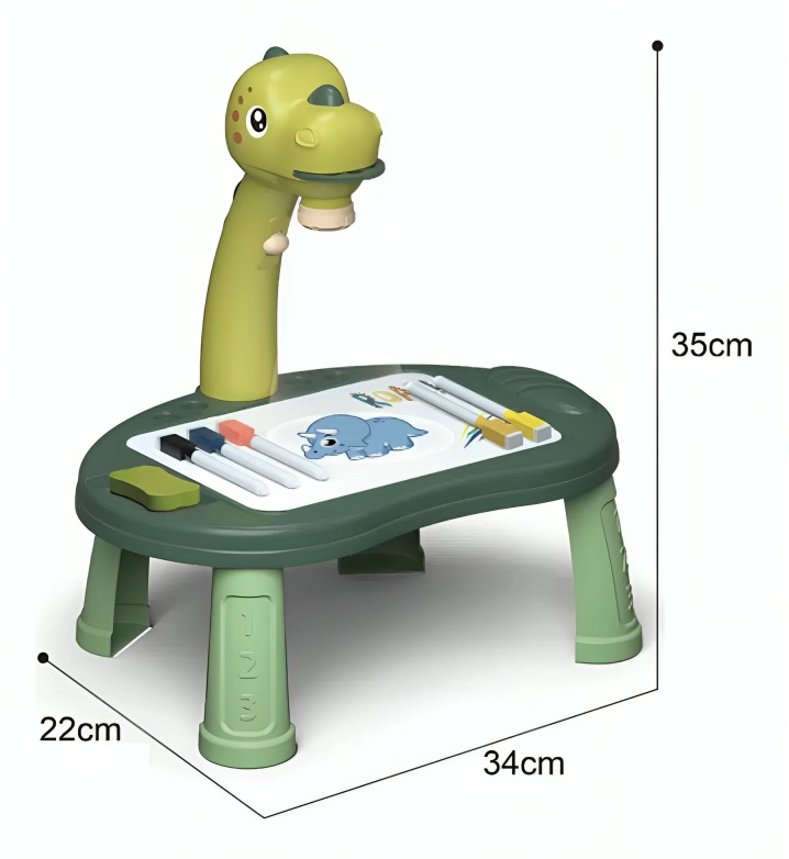 MESA PROYECTORA DE DIBUJOS INTERACTIVA CON ACCESORIOS DINOSAURIO VERDE - 2