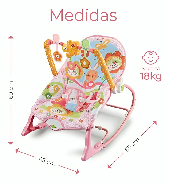 SILLA MECEDORA MUSICAL INFANTIL INTERACTIVA ROSADA - 2