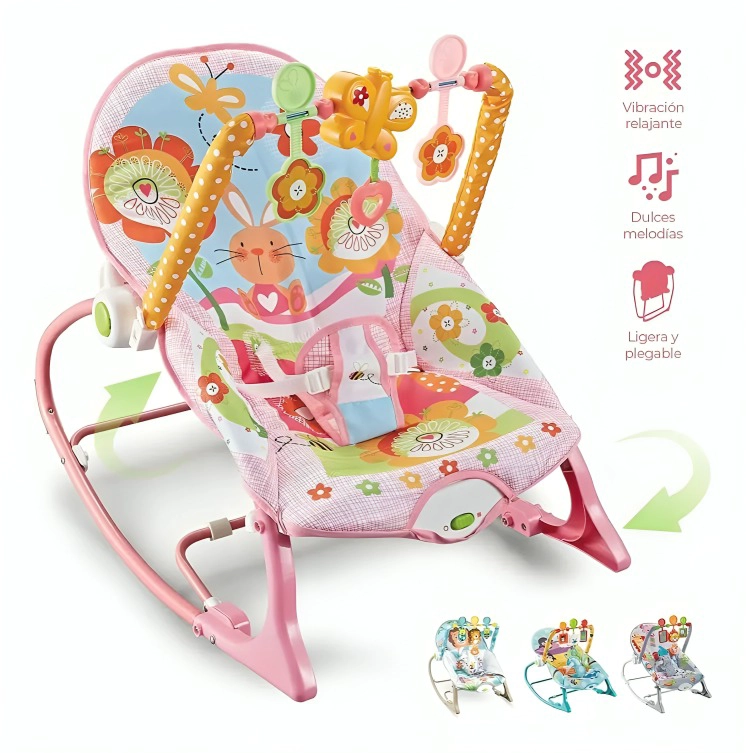 SILLA MECEDORA MUSICAL INFANTIL INTERACTIVA ROSADA - 3