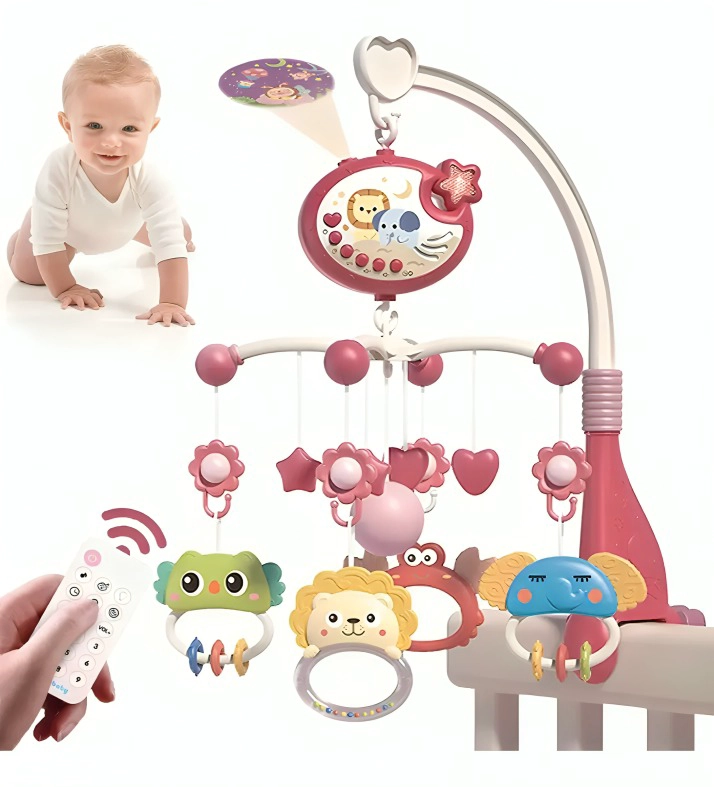 MOVIL MUSICAL PARA CUNA CON PROYECTOR ROSADO - 2