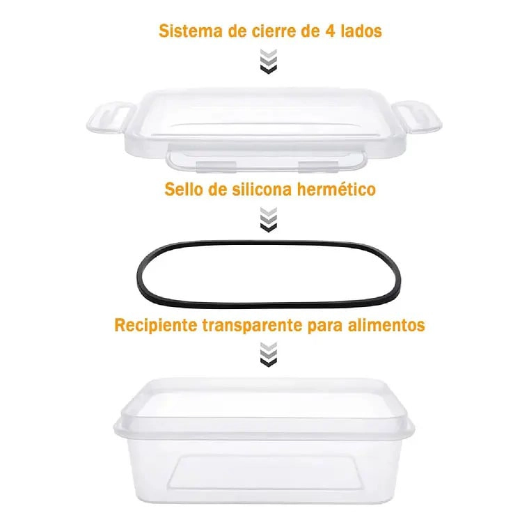SET 24 RECIPIENTES CONTENEDORES HERME TICOS TAPER DE ALIMENTO - 1