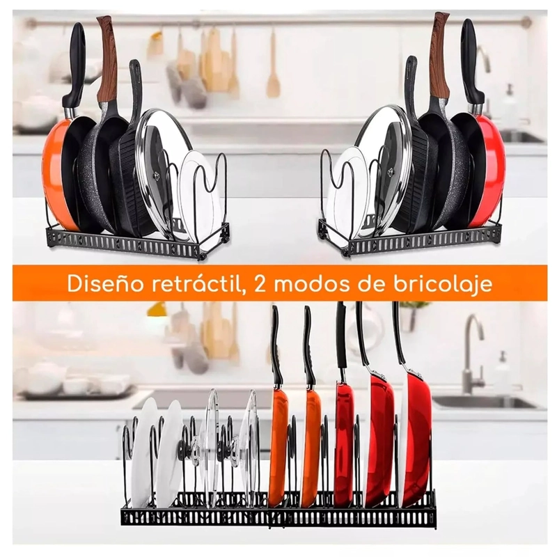 ORGANIZADOR DE SARTENES Y OLLAS CON COMPARTIMENTOS AJUSTABLE - 5
