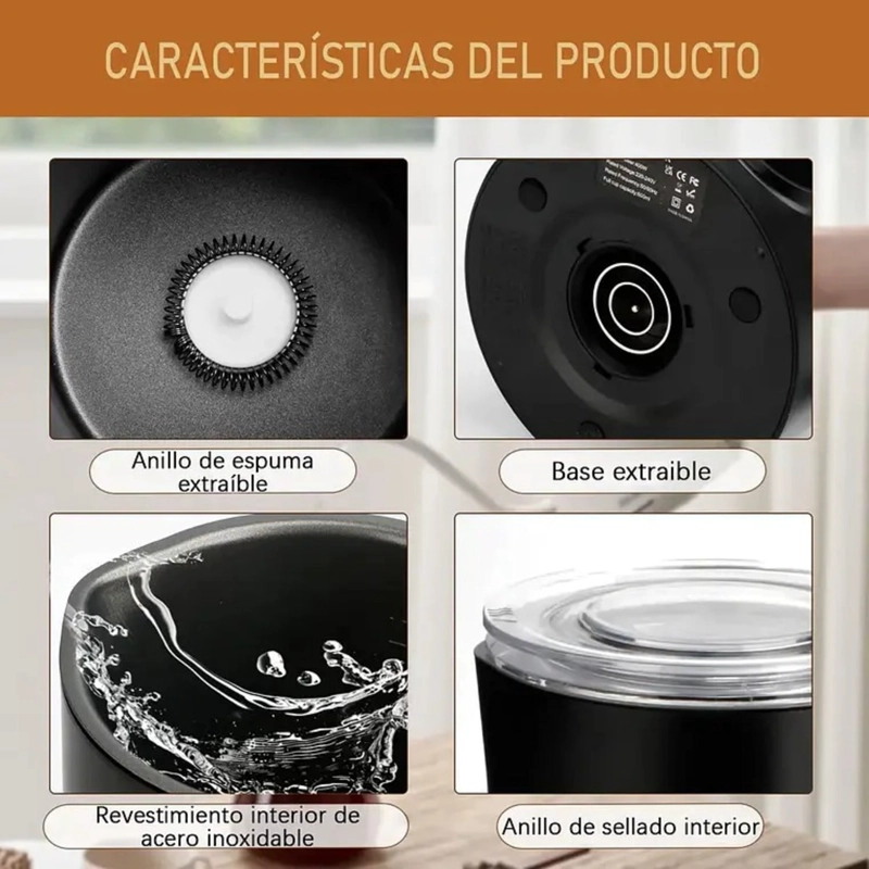ESPUMADOR DE LECHE ELECTRICO 4 EN 1 BATIDOR CALENTADOR CAFE - 8