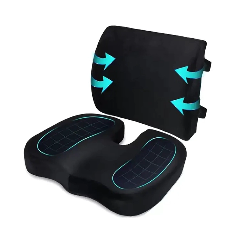 COJIN LUMBAR Y COJIN ASIENTO SILLA ERGONOMICO VISCOELASTICO - 2