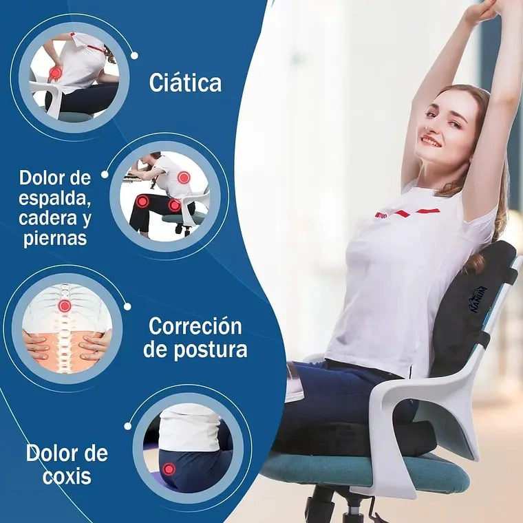 COJIN LUMBAR Y COJIN ASIENTO SILLA ERGONOMICO VISCOELASTICO - 6