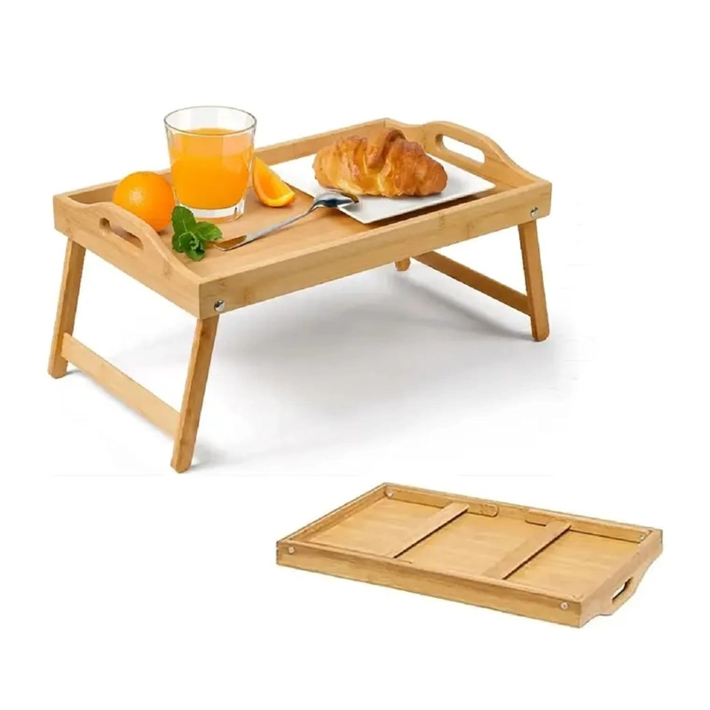 BANDEJA MESA PLEGABLE DE BAMBU PARA CAMA DESAYUNO NOTEBOOK - 5