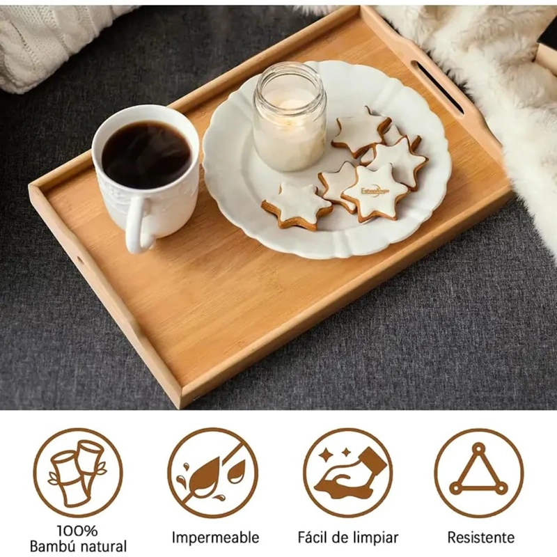 BANDEJA MESA PLEGABLE DE BAMBU PARA CAMA DESAYUNO NOTEBOOK - 7