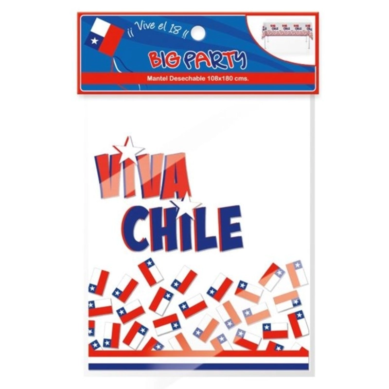 PACK X 4 MANTEL VIVA CHILE 108X180CM – BIG PARTY - 1
