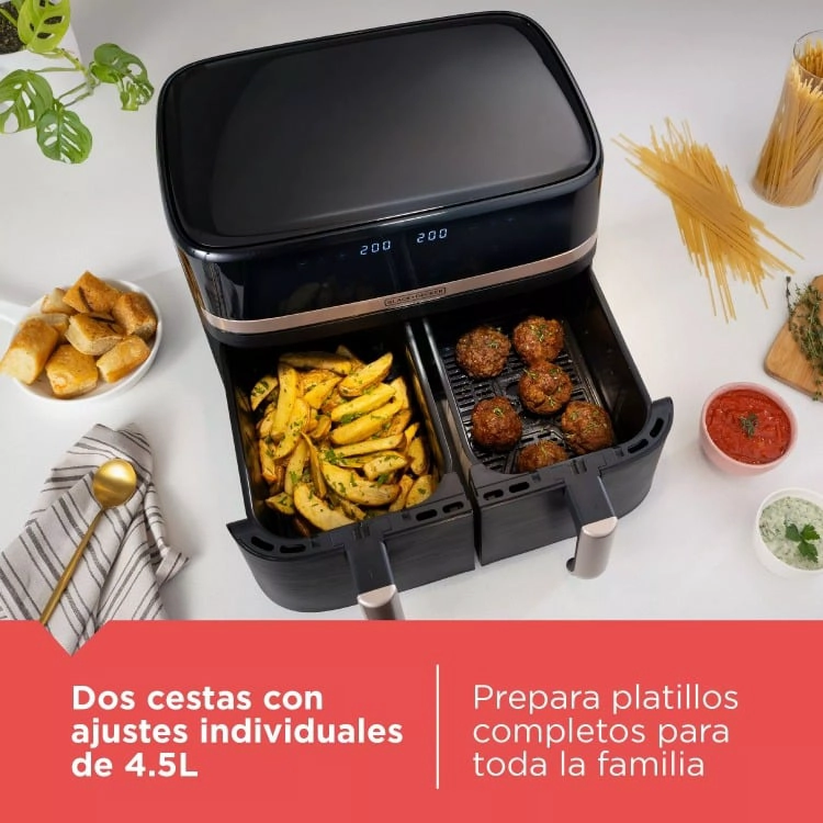 FREIDORA DE AIRE DUAL BLACK+DECKER PURIFRY 9 LITROS - 1