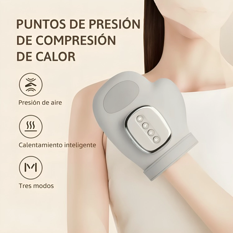 GUANTE MASAJEADOR DE MANOS TERAPE UTICO INALAMBRICO CON CALOR Y COMPRESION - 2