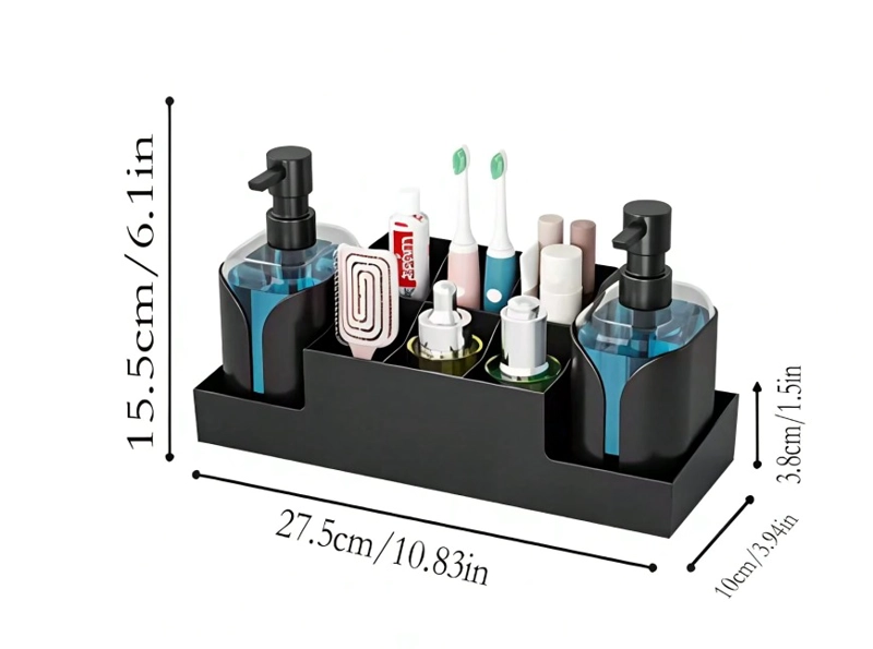 DISPENSADOR DE BAÑO CON BOTELLAS ORGANIZADORAS BLANCO - 1